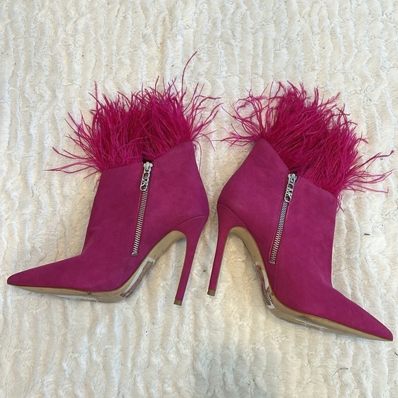 Michael Kors Fuchsia ostrich Feathered Women's Ankle Boots size 8 women’s - Picture 5 of 10